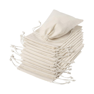 Sac à cordon en toile de coton biologique personnalisé, recyclable, biodégradable, pour bagues, boucles d'oreilles, montres, bracelets, lunettes, cadeaux - Product Image 4