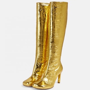 Unique Back Zipper Thin Heels Women Solid Suede Knee High Boots Silver <b>Long</b> Booties Custom Logo Square Toe Ladies Shoes - Product Image 5