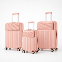 Ensemble de valises trolley rigides 20 pouces à ouverture frontale, doublure polyester légère, pour courts séjours d'affaires, vente en gros