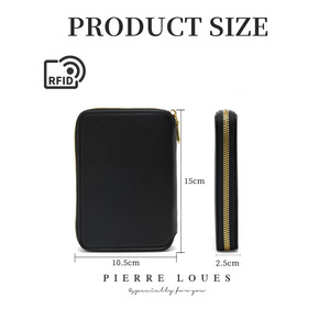 Pierre Loues <b>Passport</b> <b>Holder</b> <b>Pink</b> RFID Protection Zippered Travel Document Case 7 Inch Solid Color Embossing Design - Product Image 3