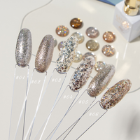Ensemble de vernis à ongles en gel HANBI Champagne, 12 couleurs, champagne holographique, or super brillant, gel à ongles réfléchissant brillant