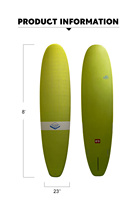 Planches de surf souples en fibre de verre de 8 pieds HARUYAMA Planches de surf époxy vertes à dessus souple pour école de surf