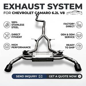 Échappement Catback Valvetronic en acier inoxydable 304 Vortex pour Chevrolet Camaro 6.2L V8 Silencieux transversal Double embouts noirs Kits - Product Image 1