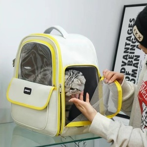 Pet <b>Backpack</b> For <b>Cats</b> Breathable Double Shoulder Bag With Mesh Window Travel Carrier 5 7kg Capacity Yellow Gray Pink Blue Green - Product Image 1