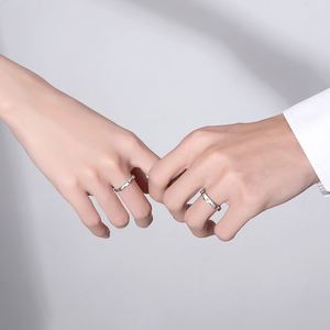 Simple Opening Sun Moon <b>Ring</b> Minimalist <b>Silver</b> Color Sun Moon Adjustable <b>Ring</b> for <b>Men</b> Women Couple Engagement Jewelry Gifts - Product Image 2