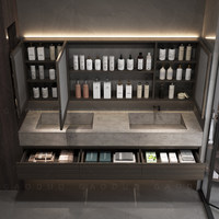 Ensemble de meubles de salle de bain pour hôtel et appartement, avec miroir Feng Shui classique pliant et dissimulé, en bois massif, résistant à l'eau, et écran LED