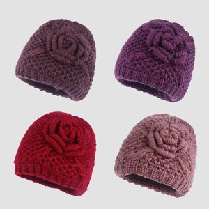 Chapeau tricoté rétro toutes saisons pour femmes, <span class=keywords><strong>bonnet</strong></span> <span class=keywords><strong>de</strong></span> <span class=keywords><strong>nuit</strong></span> rose <span class=keywords><strong>chaud</strong></span> pour mère, femme, belle-mère Baotou - Product Image 1