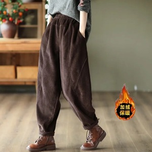 Harem <b>Pants</b> Women Corduroy Fleece <b>Lined</b> Thickened Plus Size Autumn Winter Casual <b>Pants</b> With Pockets Micro Elasticity - Product Image 3