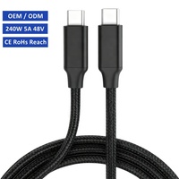 Câbles de type C, câble USB de type C, charge rapide, câble 240W 5A, tressé en nylon, 3 pieds, 6 pieds, 10 pieds, câble de charge de données, câble USB de type C, 1m, 2m, 3m