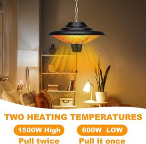 Calentador Eléctrico de Techo por Infrarrojos de 1500W para Uso en Exteriores, Tubo Halógeno, Control Remoto o Mecánico con Cable, Color Negro o Rojo - Product Image 3