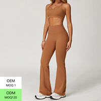 Ensemble de yoga pour femmes avec logo personnalisé, couleur unie, leggings de yoga taille haute avec vêtements de fitness à séchage rapide, ensemble de course
