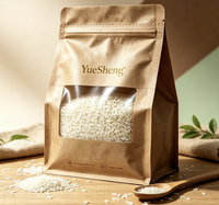 Sachet de riz en kraft enduit de PLA biodégradable avec fenêtre et fermeture éclair, robuste, compostable, écologique, grande capacité, qualité alimentaire, vente en gros