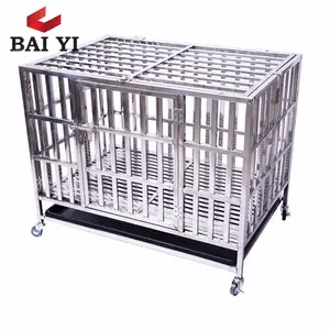 Foldable 43" 39" Indoor Outdoor Stainless Steel Dog Kennels Cages