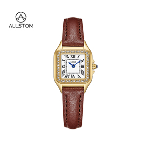 <span class=keywords><strong>Montre</strong></span> de luxe en acier inoxydable et cuir avec bracelet en alliage, cadran carré, résistante à l'eau 3BAR, mouvement à quartz, design tendance - Product Image 3