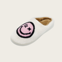 Sourire visage pantoufles femmes maison décontracté dessin animé moelleux en peluche chaussures chaussures d'hiver adultes enfants chaud doux chaussures en peluche chambre cadeau