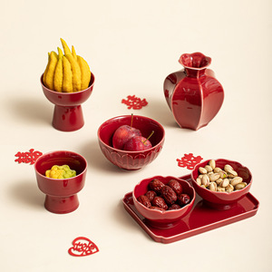 Platos de Cerámica para Frutas, Redondos, de Porcelana, Decoraciones para Mesa de Boda o Año Nuevo Chino - Product Image 1