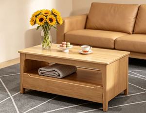 Modern Solid Wood Coffee <b>Table</b> with Storage <b>Drawer</b> Scandinavian Living Room Furniture - Product Image 5
