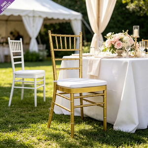 Chaises empilables Chavari Chivari Tiffanie en métal doré pour réceptions de mariage et événements – Offre spéciale - Product Image 1