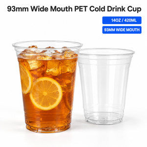 แก้วพลาสติก PET ใส ขนาด 93 มม. 14 ออนซ์ แก้วน้ำเย็นแบบใช้แล้วทิ้ง สำหรับกาแฟเย็น น้ำผลไม้ แบบนำกลับบ้าน รับทำโลโก้ - Product Image 1