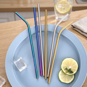 Modern Metal <b>Drinking</b> <b>Straws</b> Set of 5 Reusable Cocktail <b>Straws</b> in Blue Purple Gold Silver Colors <b>for</b> Bar Accessories - Product Image 6