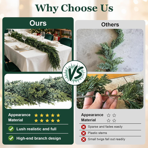Guirlandes de Noël en plastique Elonna 9M, aspect réaliste, toucher réel, guirlande d'hiver pour Noël, durable, décoration artificielle pour intérieur/extérieur - Product Image 3