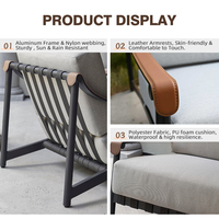 Ensemble de mobilier de jardin et de terrasse de luxe : Canapé 2 places, table de conférence extérieure et chaises en alliage d'aluminium pour hôtel et jardin