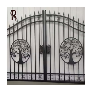 Rising Custom Windproof Modern Metal Grill Diseño de doble puerta Puerta delantera esmaltada Precio forjado de hierro con precio de fábrica - Product Image 4