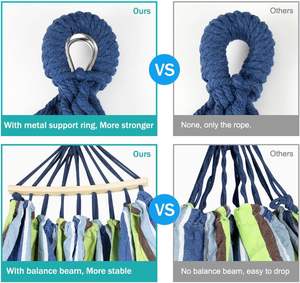 <span class=keywords><strong>Hamac</strong></span> d'extérieur en <span class=keywords><strong>toile</strong></span> double extra large pour 2 personnes avec cordes et crochets Mobilier <span class=keywords><strong>de</strong></span> <span class=keywords><strong>tente</strong></span> pliable - Product Image 4