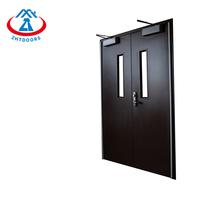 Zhtdoor Factory GB standar 90 keamanan pintu baja eksterior pintu masuk api logam hitam