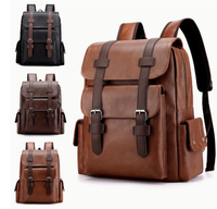 Sac à dos pour ordinateur portable en cuir PU pour homme avec fermeture éclair, doublure en polyester, grande capacité, imperméable et portable, sac de voyage