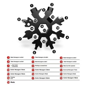 Cổ Xách Tay 18-in-1 Đa Chức Năng Lục Giác Bát Giác Tuốc Nơ Vít Cho Ngoài Trời DIY Metric OEM Tùy Chỉnh Chìa Khóa Bông Tuyết Cờ Lê - Product Image 1