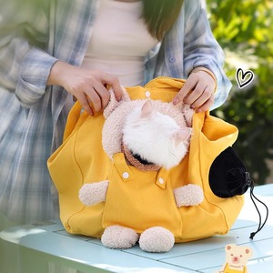 กระเป๋าใส่แมวแบบพกพา/กระเป๋าสะพาย/กระเป๋าใส่สัตว์เลี้ยงแบบมีช่องสำหรับสัตว์เลี้ยงออกหัวได้ - ไอเทมที่แมวและสุนัขต้องมีเมื่อออกไปเที่ยว - Product Image 5