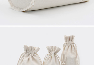 Bolsa con cordón de lona de algodón grueso de fondo redondo Bolsa de almacenamiento de algodón y lino, bolsa de embalaje de té - Product Image 3