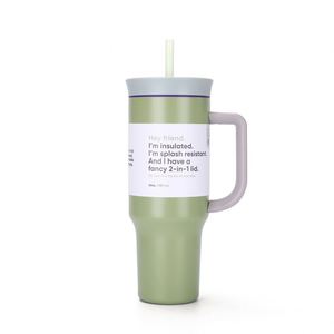 Vaso Térmico Portátil de Acero Inoxidable 304 con Logotipo, Elegante, para Viajes, Coche, Café, Agua, con Asa y Pajita - Product Image 3