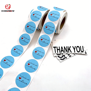 EBB Custom Klein <b>Blue</b> Trend Waterproof Round Stickers Glossy Sticker <b>Roll</b> Influencer Candle Gift Packaging Adhesive Labels - Product Image 1