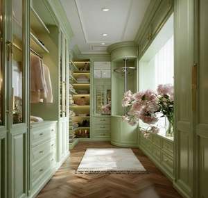 Sistema de Armario Vestidor de Lujo 2026 en Verde Pastel, con Iluminación LED, Herrajes de Latón y Detalles Franceses para Almacenamiento en el Dormitorio - Product Image 6