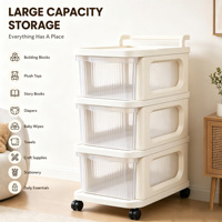 Chariot de rangement à trois niveaux en plastique, moderne et écologique, avec tiroirs coulissants pour salle de bain, cuisine, salon