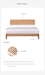 Cama Doble de Madera de Roble Macizo, Diseño Moderno, 1.8M, Altura Ajustable, Muebles Grandes para Dormitorio, para Apartamentos - Product Image 3