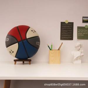 Présentoir à balles en bois pour le football et le baseball, rangement de bureau avec base en bois massif, polyvalent et durable, 13,5 cm - Product Image 5