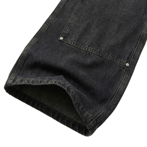 TOPSHOW Jean cargo vintage en denim coupe large super ample délavé moyen couleur unie avec double genouillère cloutée personnalisée - Product Image 5