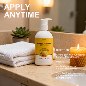 Lotion corporelle éclaircissante naturelle pour la peau, nettoyage de la peau, lutte contre l'acné, élimination des cicatrices, dommages du soleil, uniformité du teint, curcuma, vitamine C, pour les taches brunes - Product Image 5