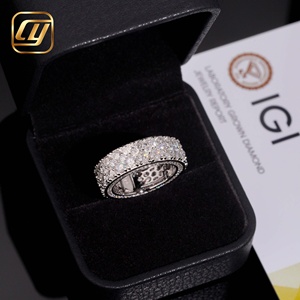 Anillo de Diamantes de Oro Blanco para Mujer, Corte Brillante Redondo, Cultivado en Laboratorio, Certificado IGI, Anillo de Boda Clásico con Banda Completa Pavé - Product Image 1