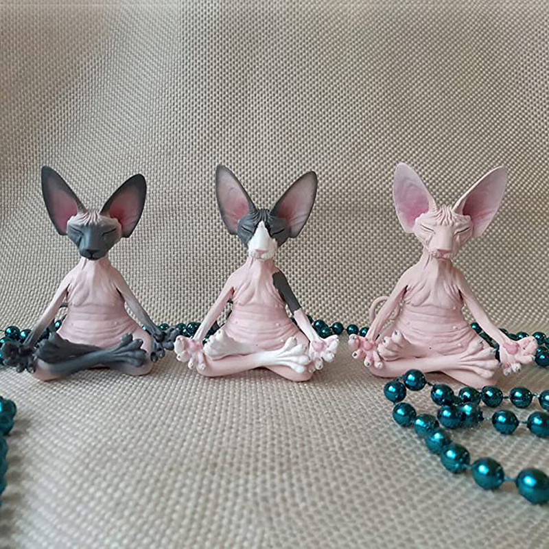 Gato con la Esfinge de Colección Figuras hechas a mano de la decoración estatua del gato Para el hogar Gato con la Esfinge de Colección Figuras hechas a mano de la decoración estatua del gato Para el hogar