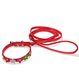 Adjustable Cute Flower Decorated PU <strong>Leather</strong> Pet <strong>Collar</strong> Durable <strong>Padded</strong> Buckle Daily Fashion Wear for Small <strong>Dogs</strong> and Cats - Product Image 3