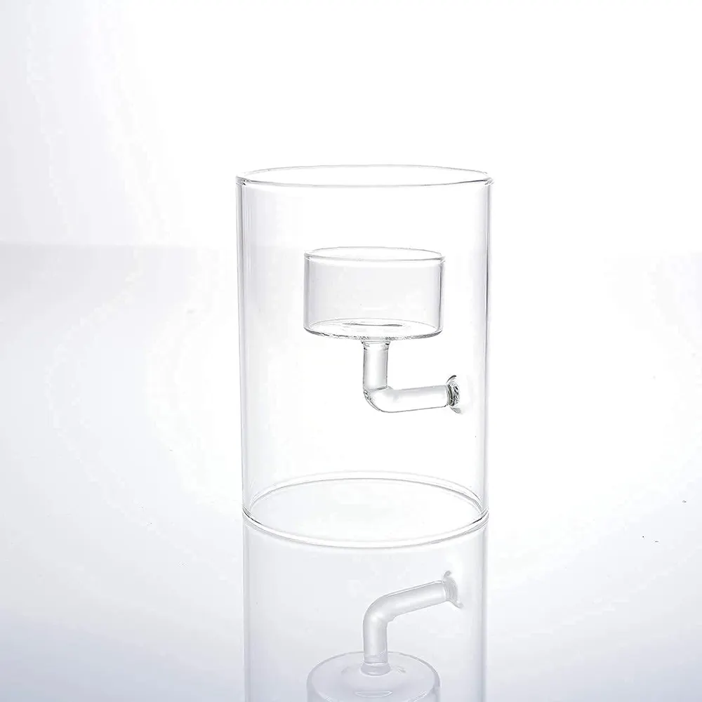 Tealight Candle Holder Small Clear Glass Borosilicate Floating Suspended Hurricane Cylinder Decor Mantel Modern Wedding