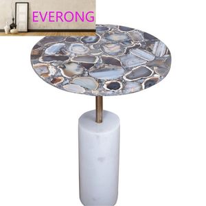 Table basse latérale de table d'appoint d'agate de marbre naturel pour la <span class=keywords><strong>pierre</strong></span> de décoration de <span class=keywords><strong>salon</strong></span> - Product Image 3