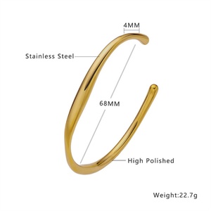 Wholesale <b>Titanium</b> INS Stainless Steel High-end Jewelry Chunky square Irregularity Open Bracelet - Product Image 5