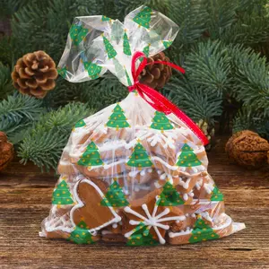 Bolsas <span class=keywords><strong>de</strong></span> regalo <span class=keywords><strong>de</strong></span> palomitas <span class=keywords><strong>de</strong></span> maíz para <span class=keywords><strong>Navidad</strong></span>, 100 unidades, bolsas <span class=keywords><strong>de</strong></span> celofán transparentes con 100 unidades <span class=keywords><strong>de</strong></span> lazos giratorios - Product Image 6