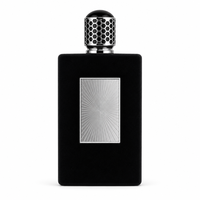 Flacon de parfum en verre vide rechargeable de luxe 100 ml, velours noir avec capuchon argenté gravé, style arabe, vente en gros, logo personnalisé