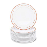 Vaisselle jetable très vendue, assiettes et plats pour décoration de mariage et fournitures, service de vaisselle à bord doré